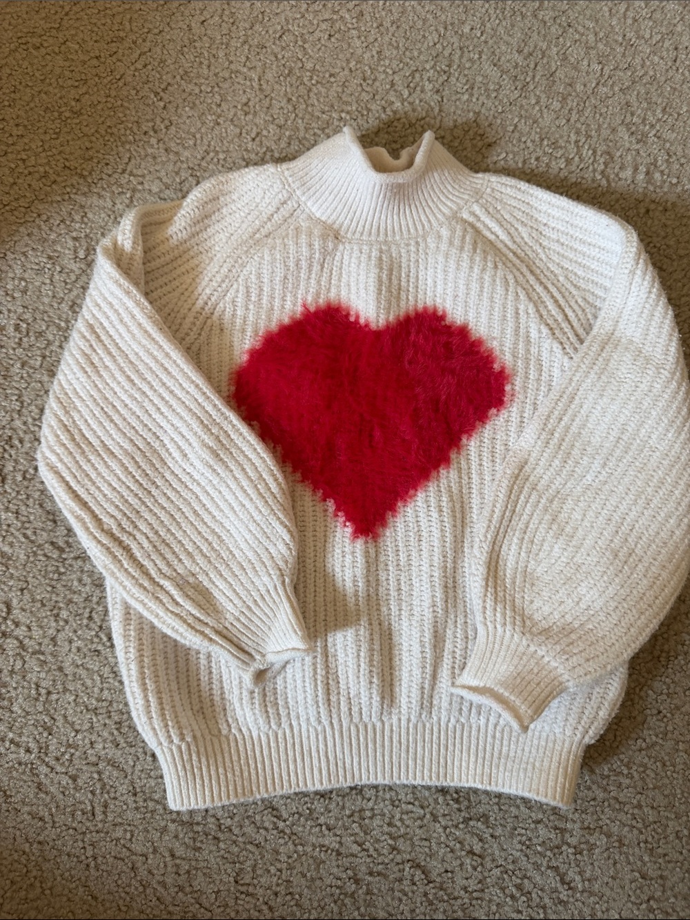 Toddler Girl 4T Cream Sweater with Red Heart Motif
